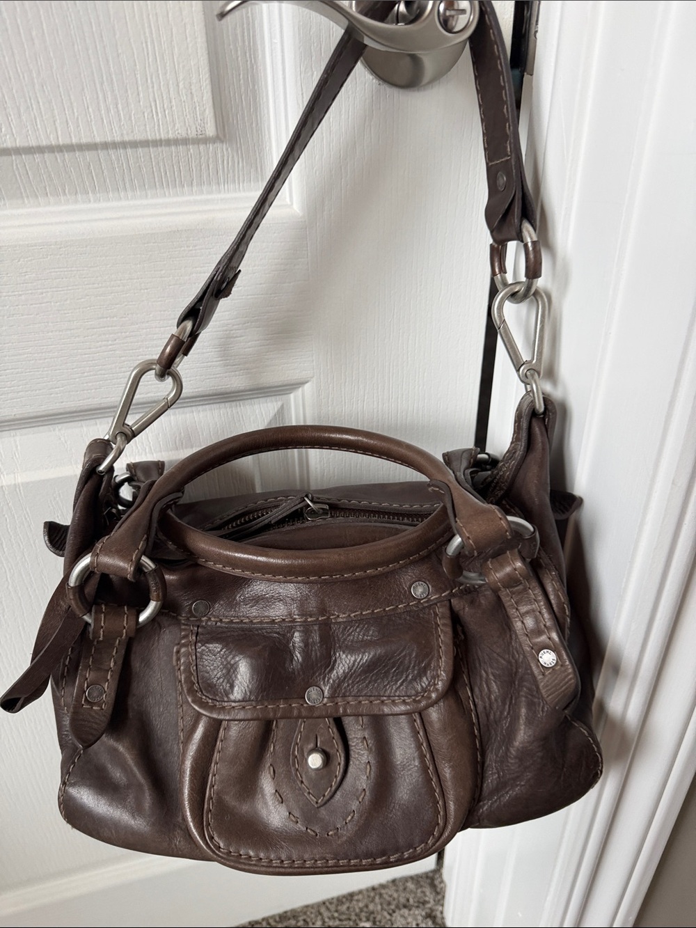 Ruehl No.925 Dark Brown Leather Shoulder Satchel vintage